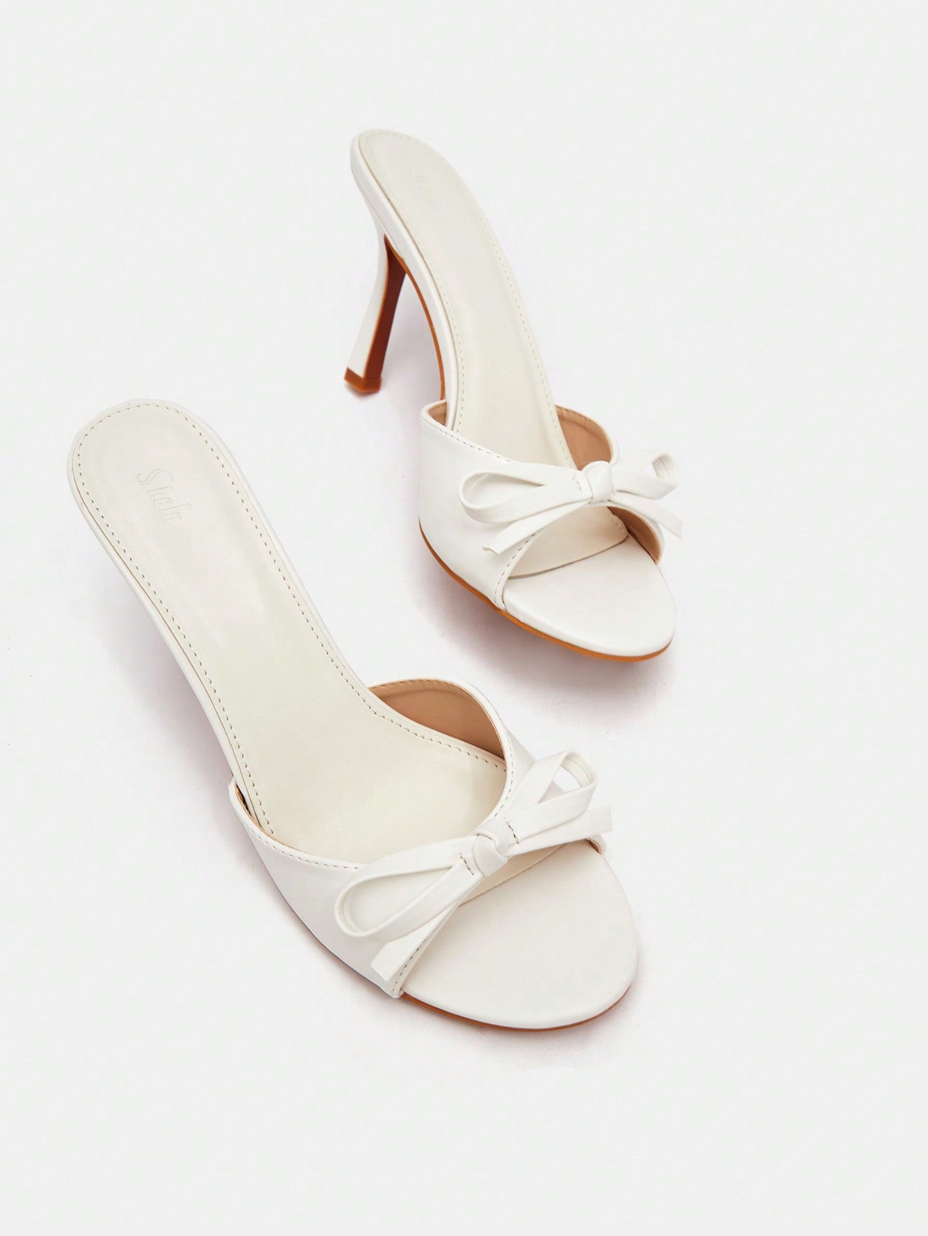 MOD Women Bow Decor Stiletto Heeled Mule Sandals, Fashion Summer Heeled Sandals