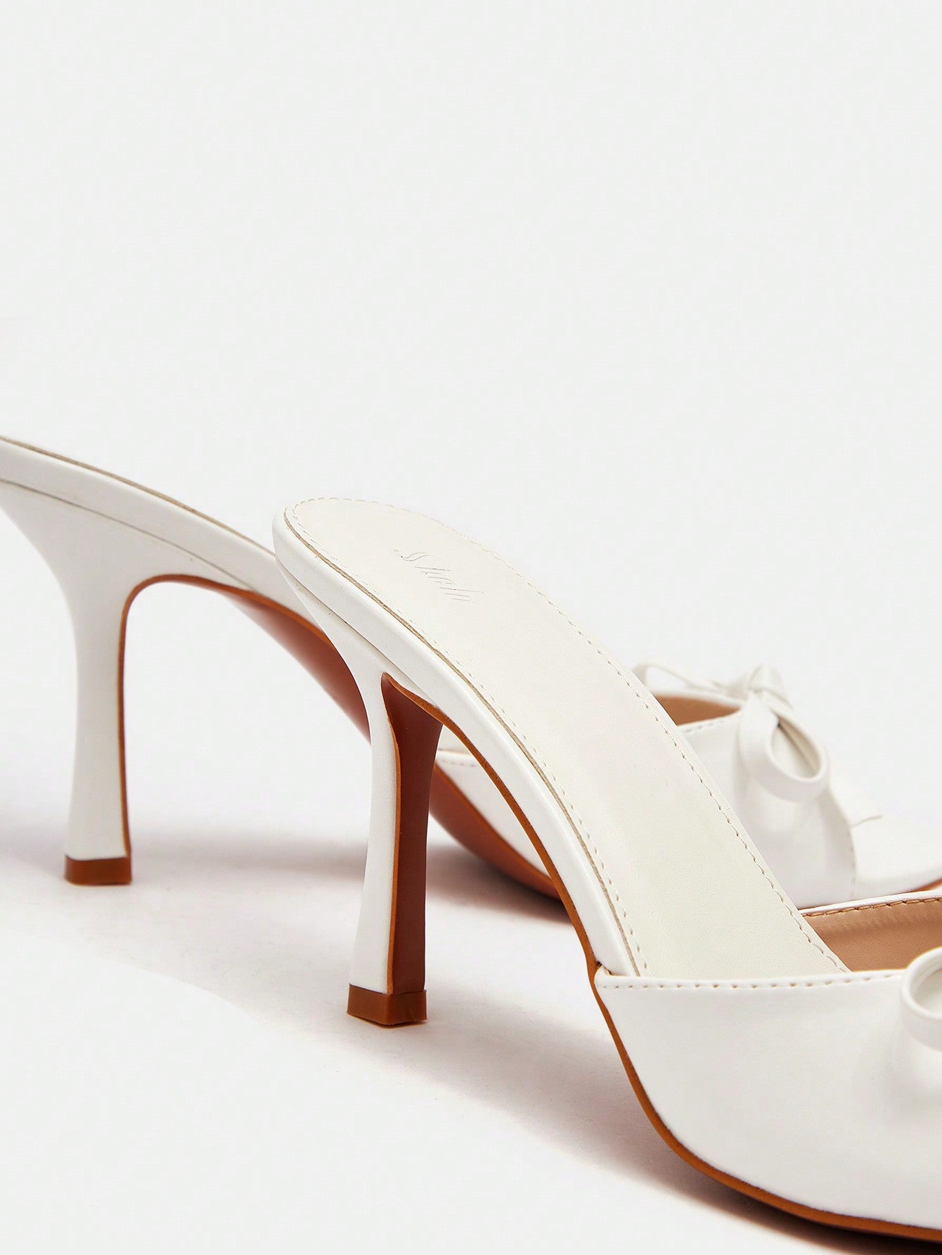 MOD Women Bow Decor Stiletto Heeled Mule Sandals, Fashion Summer Heeled Sandals