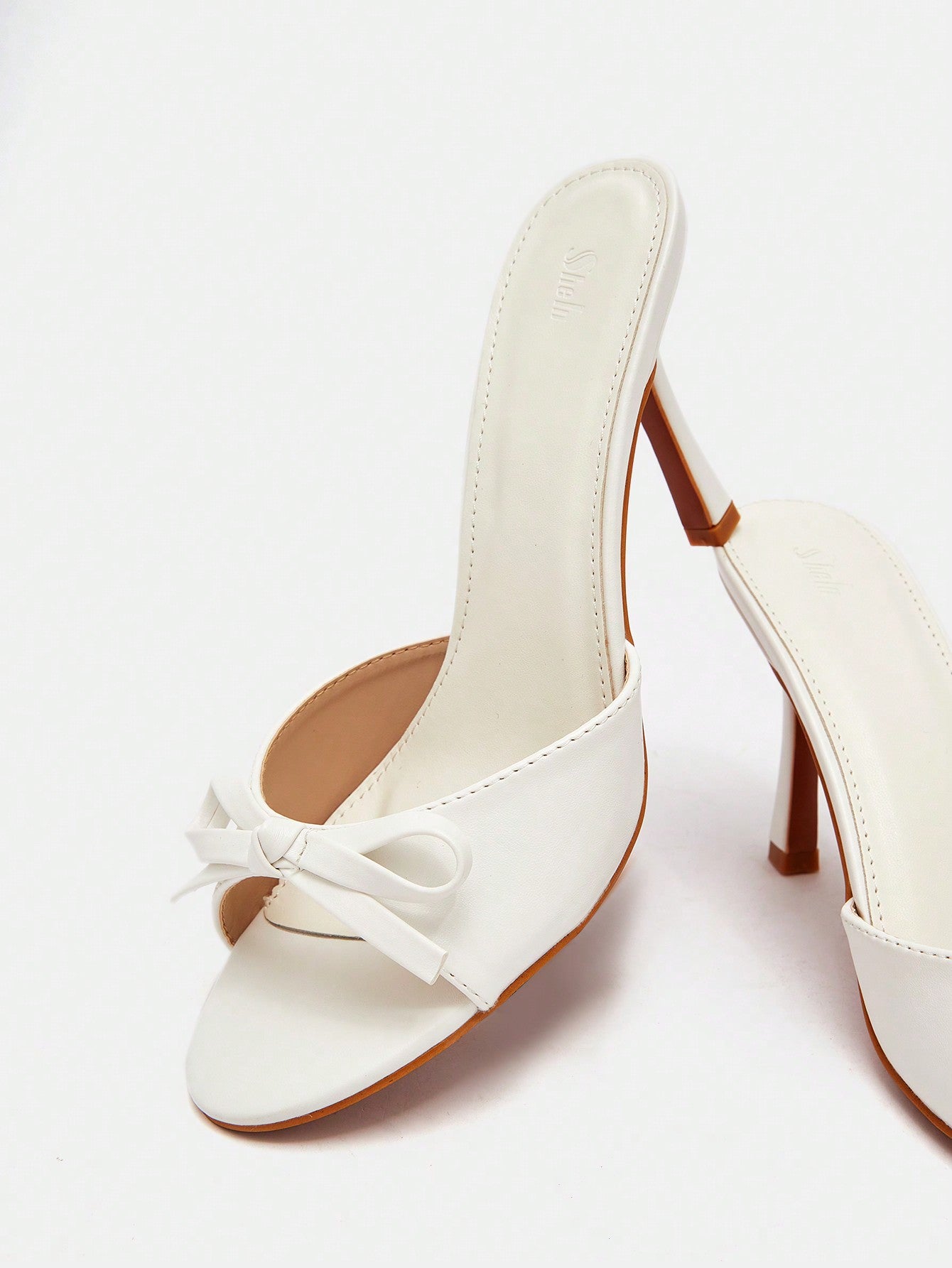 MOD Women Bow Decor Stiletto Heeled Mule Sandals, Fashion Summer Heeled Sandals