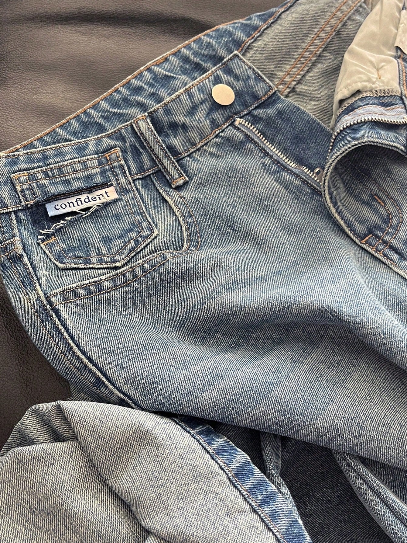 DAZY Slant Pocket Wide Leg Jeans