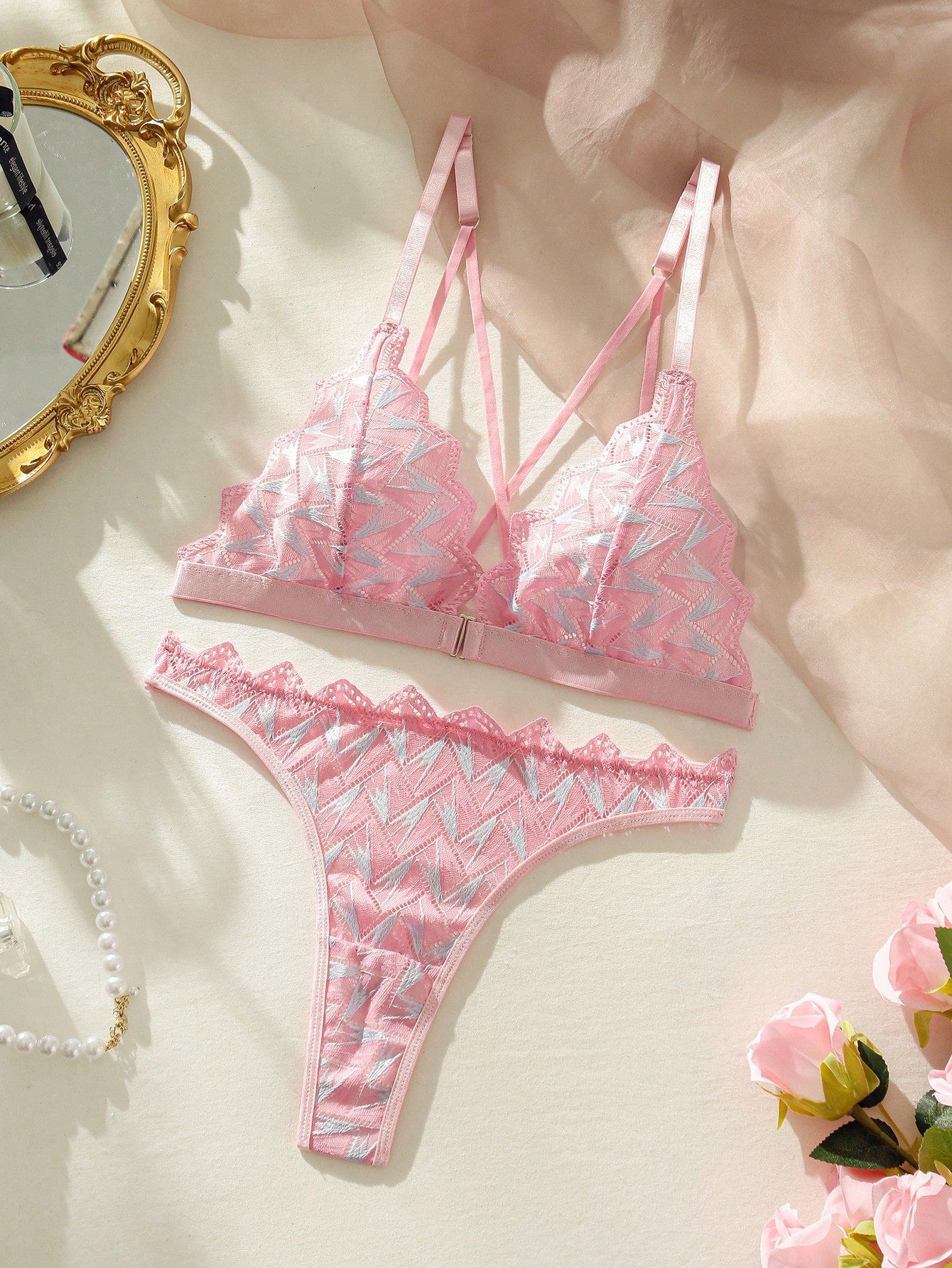 Chevron Trim Lingerie Set