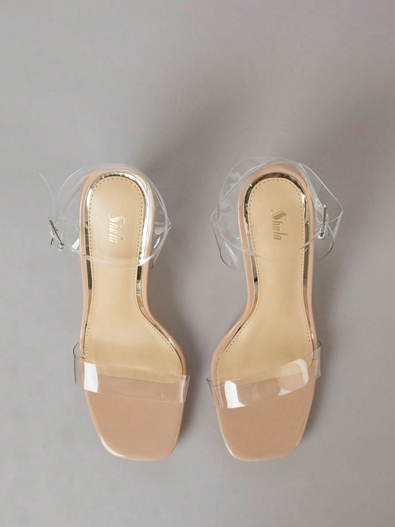 SXY Fashion Clear Sandals For Women, Clear Chunky Heeled Ankle Strap Sandals