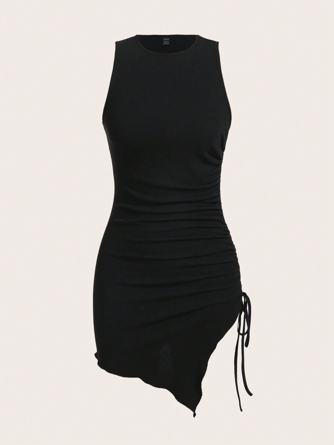 EZwear Drawstring Side Asymmetrical Hem Tank Dress