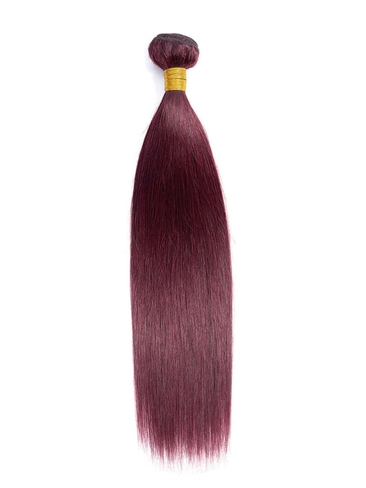 1pc Bone Straight 99J  Human Hair Bundle 150%Density Bundles For Women Burgundy Color